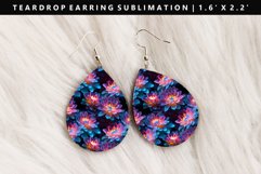 Flower Teardrop Earring Sublimation PNG Design Product Image 1