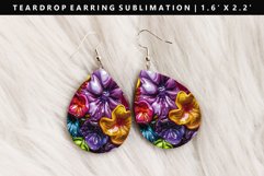 Flower Teardrop Earring Sublimation PNG Design Product Image 1