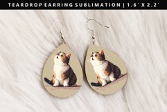 Funny Cat Teardrop Earring Sublimation PNG Design Product Image 1