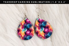 Alcohol Ink Teardrop Earring Sublimation PNG Design Product Image 1