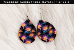 Flower Teardrop Earring Sublimation PNG Design Product Image 1