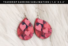 Heart Teardrop Earring Sublimation PNG Design Product Image 1