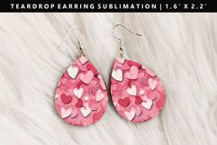 Heart Teardrop Earring Sublimation PNG Design Product Image 1