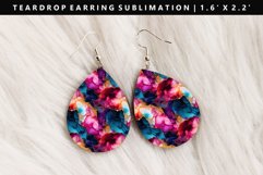 Alcohol Ink Teardrop Earring Sublimation PNG Design Product Image 1