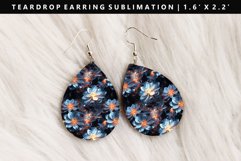 Flower Teardrop Earring Sublimation PNG Design Product Image 1