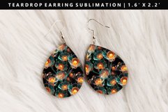 Flower Teardrop Earring Sublimation PNG Design Product Image 1