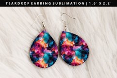 Alcohol Ink Teardrop Earring Sublimation PNG Design Product Image 1