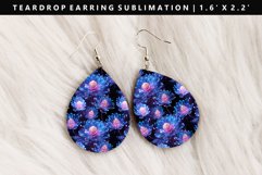 Flower Teardrop Earring Sublimation PNG Design Product Image 1