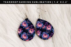 Flower Teardrop Earring Sublimation PNG Design Product Image 1
