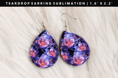 Flower Teardrop Earring Sublimation PNG Design Product Image 1