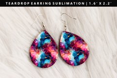 Alcohol Ink Teardrop Earring Sublimation PNG Design Product Image 1