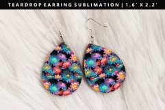 Flower Teardrop Earring Sublimation PNG Design Product Image 1