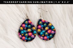 Flower Teardrop Earring Sublimation PNG Design Product Image 1