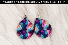 Alcohol Ink Teardrop Earring Sublimation PNG Design Product Image 1