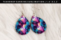 Alcohol Ink Teardrop Earring Sublimation PNG Design Product Image 1