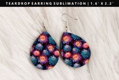 Flower Teardrop Earring Sublimation PNG Design Product Image 1