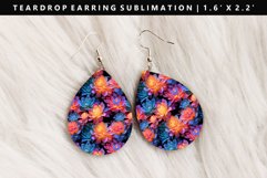 Flower Teardrop Earring Sublimation PNG Design Product Image 1