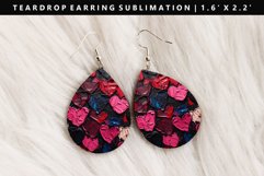 Heart Teardrop Earring Sublimation PNG Design Product Image 1
