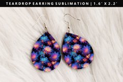 Flower Teardrop Earring Sublimation PNG Design Product Image 1