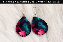 Alcohol Ink Teardrop Earring Sublimation PNG Design Product Image 1