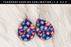 Flower Teardrop Earring Sublimation PNG Design Product Image 1