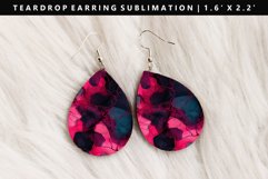 Alcohol Ink Teardrop Earring Sublimation PNG Design Product Image 1