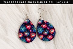 Flower Teardrop Earring Sublimation PNG Design Product Image 1