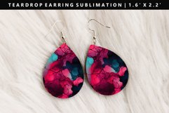 Alcohol Ink Teardrop Earring Sublimation PNG Design Product Image 1