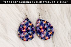 Flower Teardrop Earring Sublimation PNG Design Product Image 1