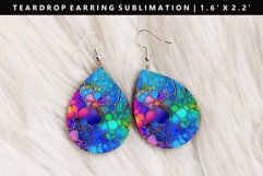 Alcohol Ink Teardrop Earring Sublimation PNG Design Product Image 1