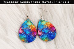 Alcohol Ink Teardrop Earring Sublimation PNG Design Product Image 1