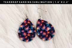 Flower Teardrop Earring Sublimation PNG Design Product Image 1