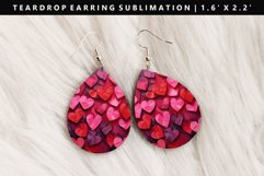 Heart Teardrop Earring Sublimation PNG Design Product Image 1