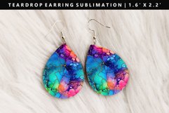 Alcohol Ink Teardrop Earring Sublimation PNG Design Product Image 1