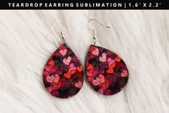 Heart Teardrop Earring Sublimation PNG Design Product Image 1