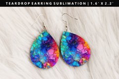 Alcohol Ink Teardrop Earring Sublimation PNG Design Product Image 1