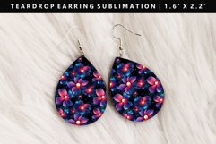 Flower Teardrop Earring Sublimation PNG Design Product Image 1