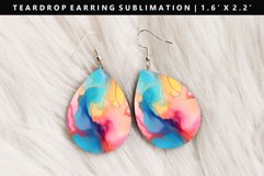 Alcohol Ink Teardrop Earring Sublimation PNG Design Product Image 1