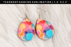 Alcohol Ink Teardrop Earring Sublimation PNG Design Product Image 1