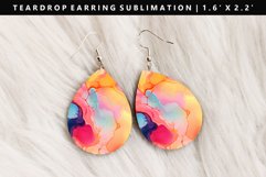 Alcohol Ink Teardrop Earring Sublimation PNG Design Product Image 1