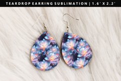 Flower Teardrop Earring Sublimation PNG Design Product Image 1