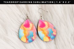Alcohol Ink Teardrop Earring Sublimation PNG Design Product Image 1