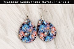 Flower Teardrop Earring Sublimation PNG Design Product Image 1