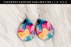 Alcohol Ink Teardrop Earring Sublimation PNG Design Product Image 1