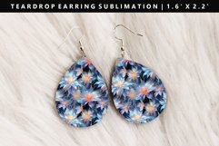Flower Teardrop Earring Sublimation PNG Design Product Image 1