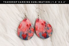 Heart Teardrop Earring Sublimation PNG Design Product Image 1