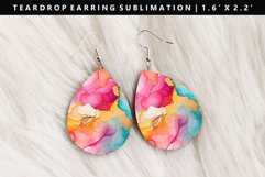 Alcohol Ink Teardrop Earring Sublimation PNG Design Product Image 1