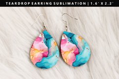 Alcohol Ink Teardrop Earring Sublimation PNG Design Product Image 1