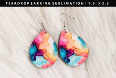 Alcohol Ink Teardrop Earring Sublimation PNG Design Product Image 1