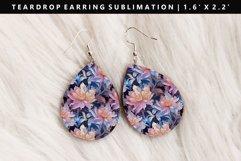 Flower Teardrop Earring Sublimation PNG Design Product Image 1